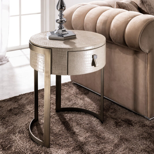 Textured Leather Side Table