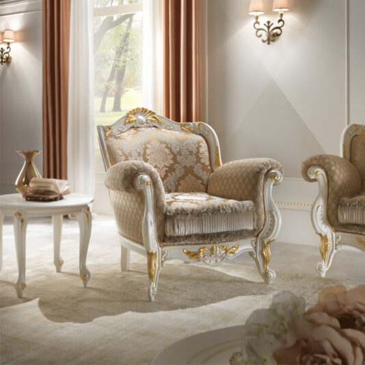 Italian Rococo Ivory and Gold Leaf Armchair Alluring Rococo Ivory and Gold Leaf Armchair