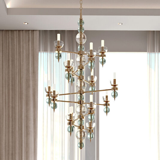 Art Deco Inspired Italian Murano Glass Chandelier