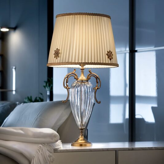 Classic Polished Gold Crystal Table Lamp