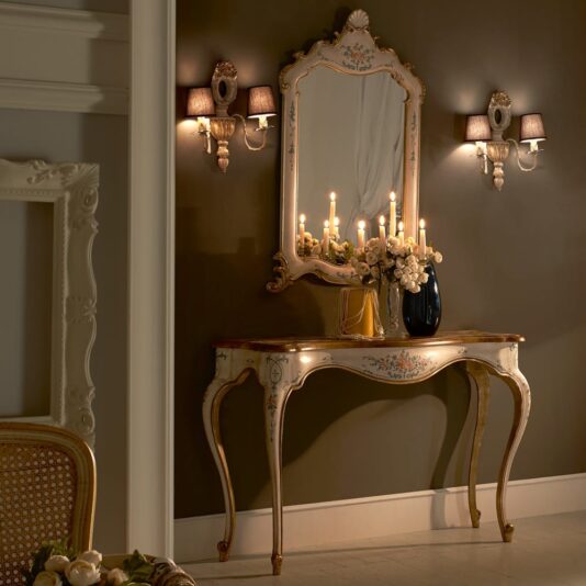 Classically Elegant Italian Designer Console And Mirror Set