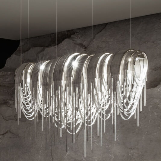 Contemporary Glamorous Rectangular Chain Chandelier