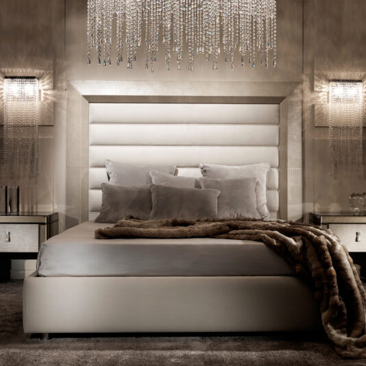 Contemporary Cut Crystal Pendant Droplet Wall Light Contemporary Alligator Embossed Pattern Leather Italian Bed