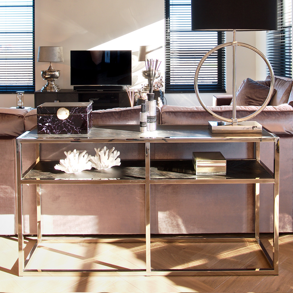 Contemporary Black And Silver Narrow Console Table