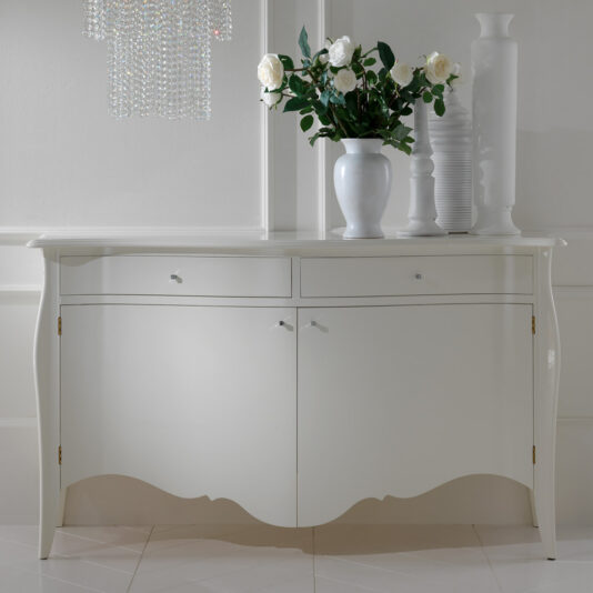 Contemporary Designer White Lacquered Sideboard