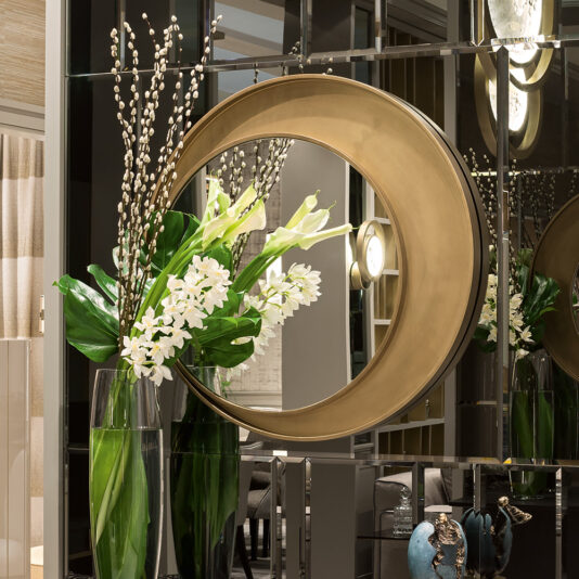 Contemporary Italian Designer Offset Circular Mirror