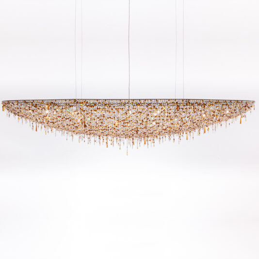 Contemporary Gold Oval Crystal Chandelier