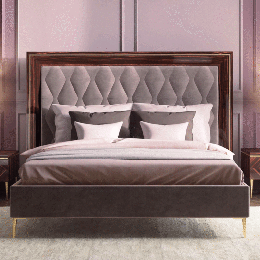 Designer Leather Wave Quilted Luxury Italian Bed