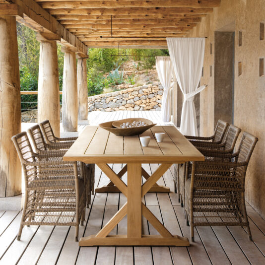 Designer Wicker And Teak Garden Dining Set