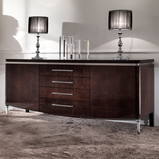 Designer High Gloss Walnut Veneer Buffet