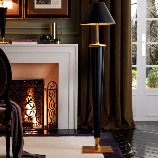 Exclusive Black And Gold Leaf Italian Floor Lamp