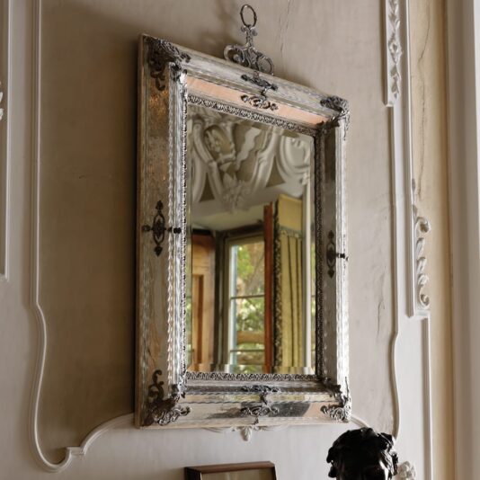 Exclusive Italian Antiqued Silver Plate Mirror