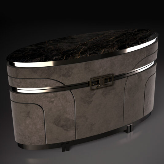 Exclusive Italian Marble Topped Luxury Designer Nubuck Bar