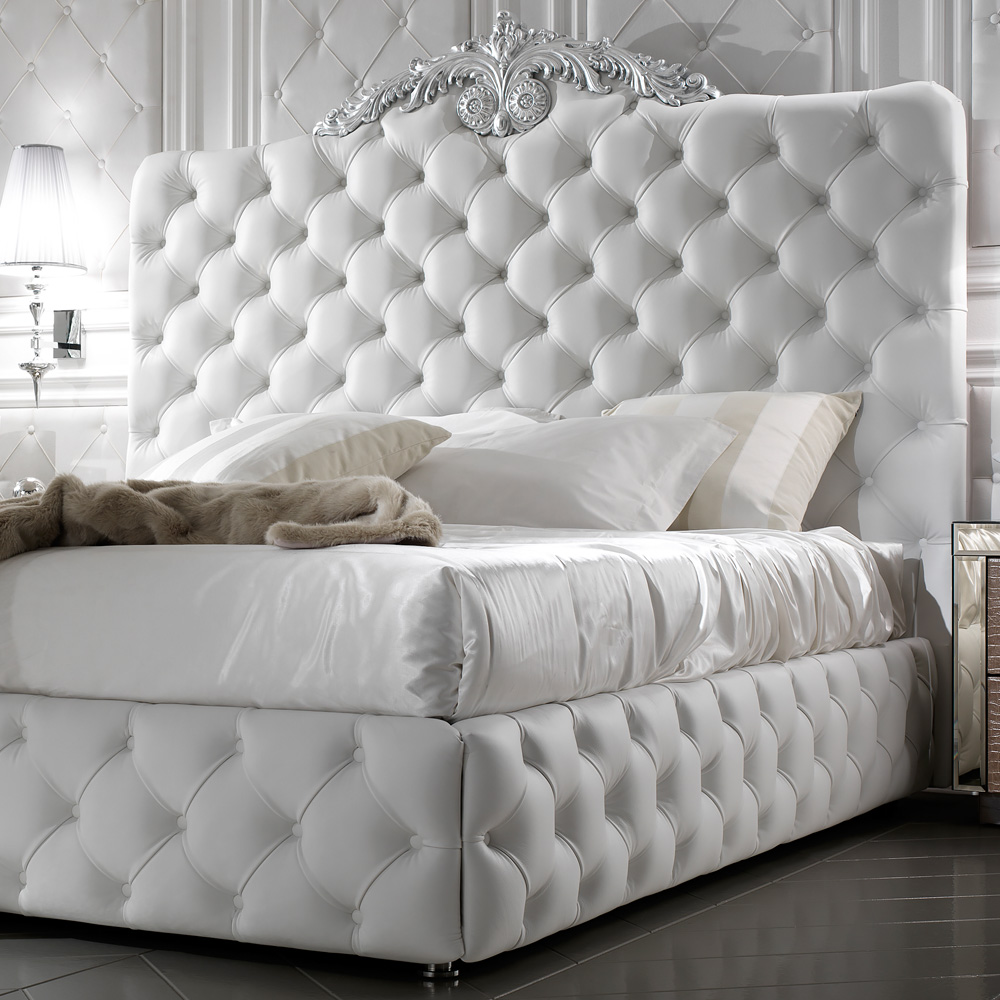 Exclusive Luxury Italian White Leather Bed