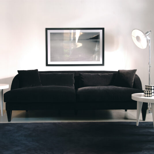 Exclusive Modern Italian Black Velvet Sofa