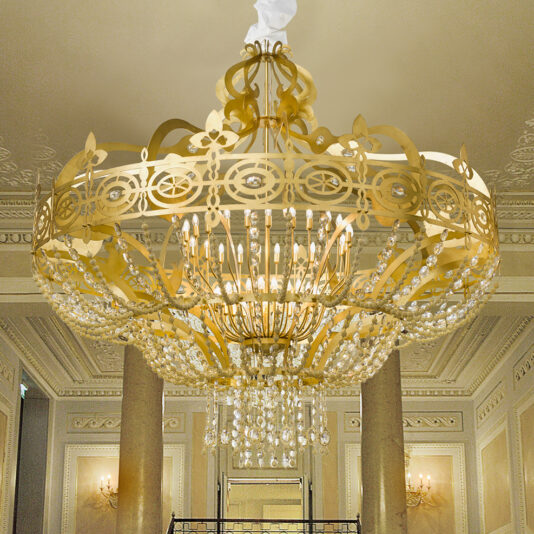 Magnificent Gold Leaf Crystal Chandelier