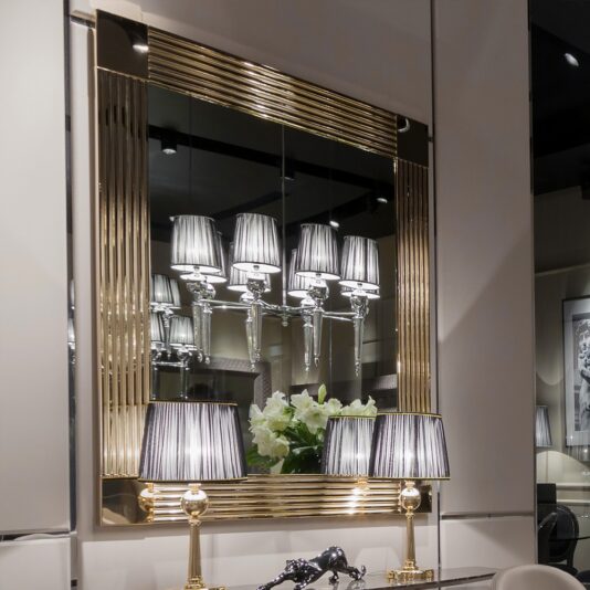 Gold Contemporary Italian Designer Marble Console Italian Exclusive Designer 24 Carat Gold Plated Mirror