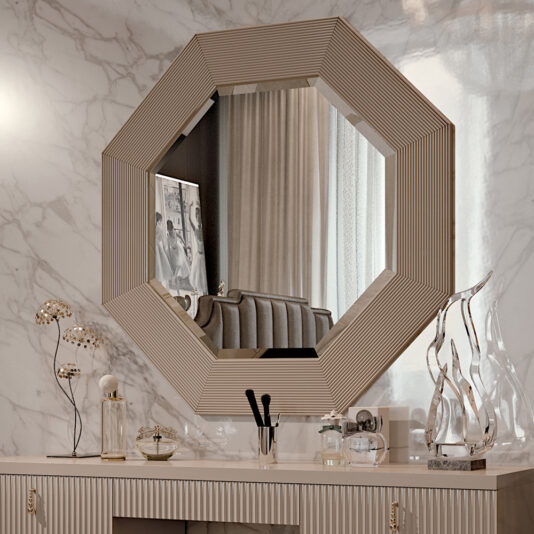 Art Deco Inspired Designer Italian Octagonal Mirror