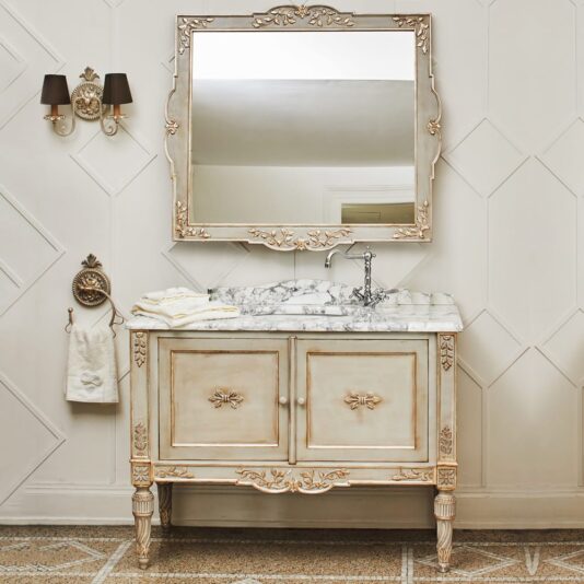 High End Louis XVI Inspired Marble Bathroom Vanity Unit