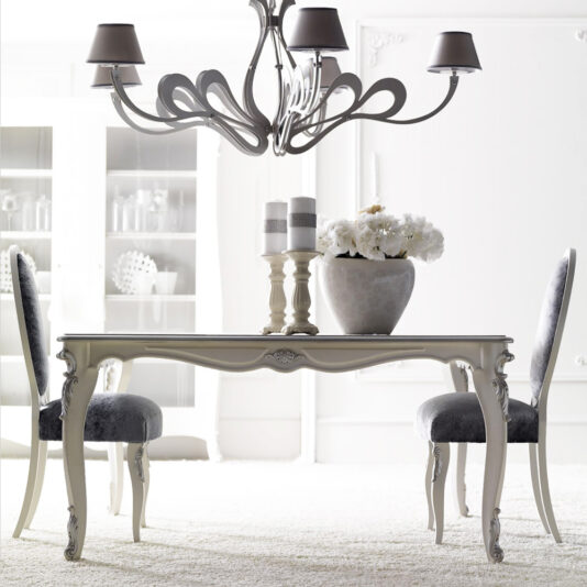 High End Italian Silver Leaf Dining Table Set