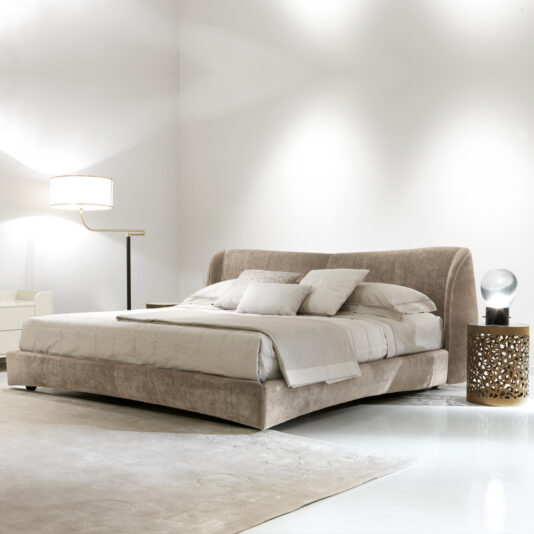 High End Italian Velvet Designer Low Upholstered Bed