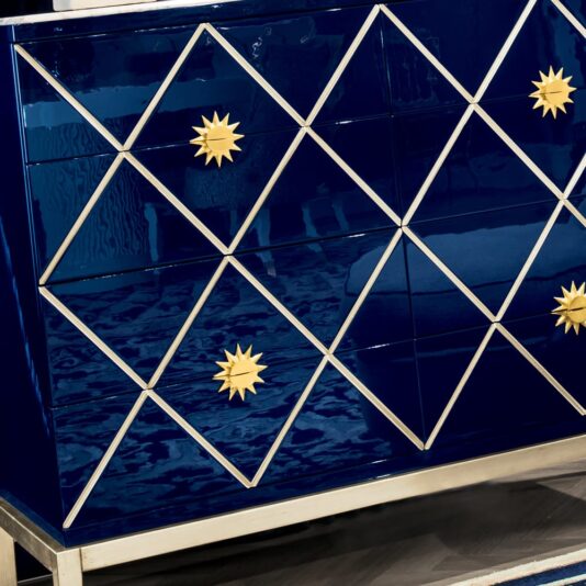 High End Modern Italian Blue Lacquered Drawers High End Modern Italian Blue Lacquered Drawers