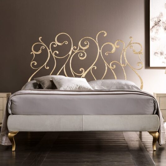 High End Ornate Italian Gold Leaf Designer Wrought Iron Bed