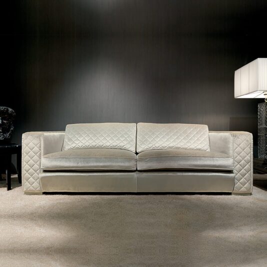 High End Italian Ivory Velvet Sofa