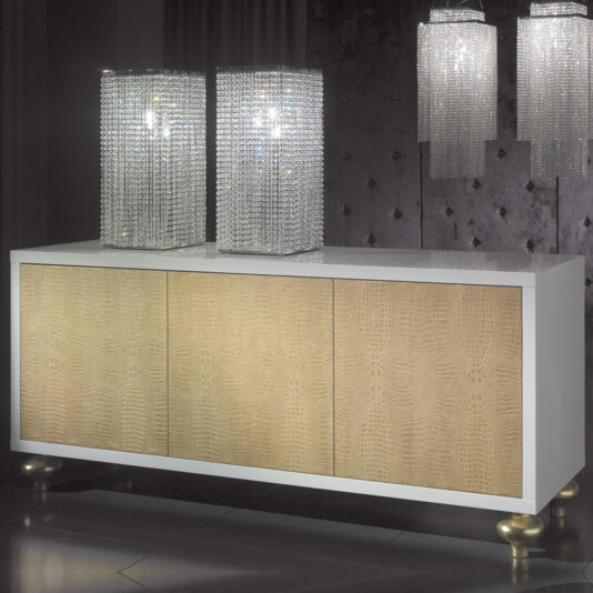 Italian Embossed Leather Designer Buffet Sideboard