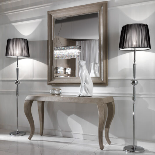 Italian Alligator Embossed Pattern Leather Console and Mirror Set