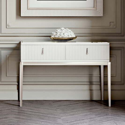 Italian Art Deco Inspired Mirrored Topped Console