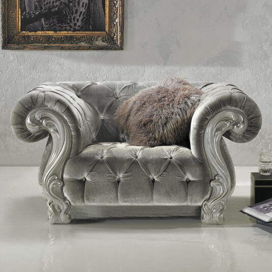 Italian Designer Button Upholstered Armchair