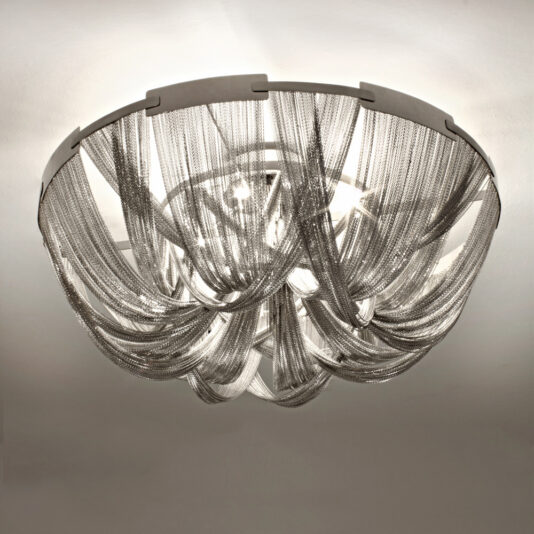 Italian Designer Silver Chain Ceiling Light