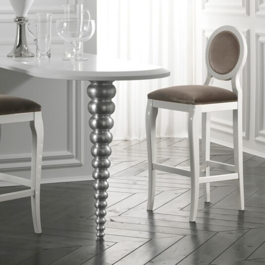 Italian Designer Lacquered Velvet Bar Stool