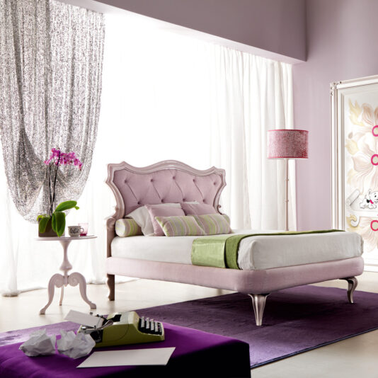 Italian Designer Pink Button Upholstered Single Luxury Bed