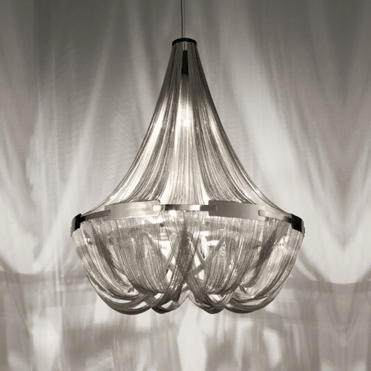 Italian Designer Silver Chain Chandelier