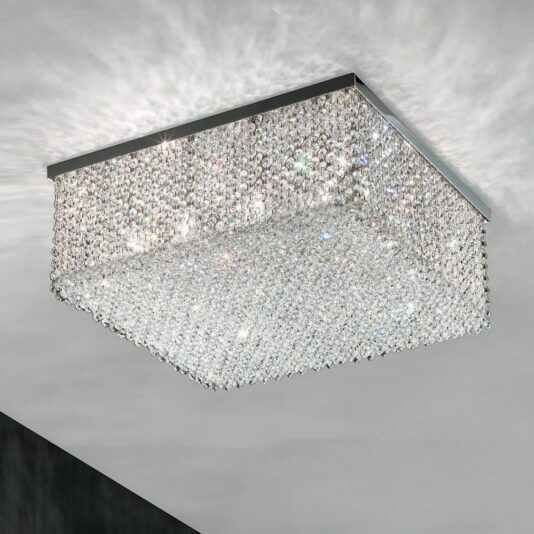 Italian Designer Crystal Square Contemporary Ceiling Light