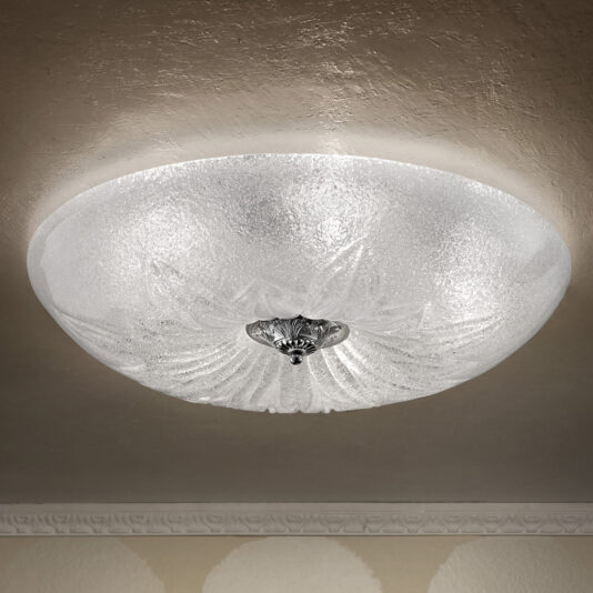 Italian Handmade Clear Glass Circular Ceiling Light