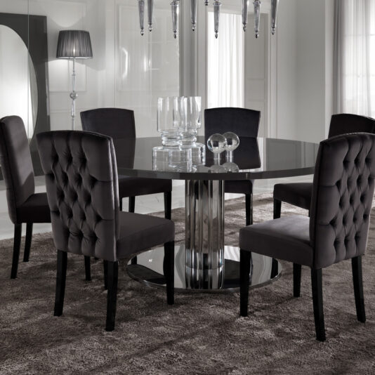 Italian Modern Designer Chrome Round Dining Table