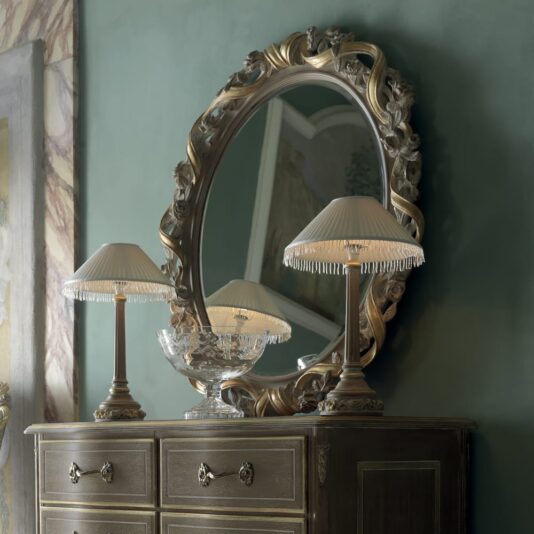 Italian Rose And Ribbon Oval Wall Mirror