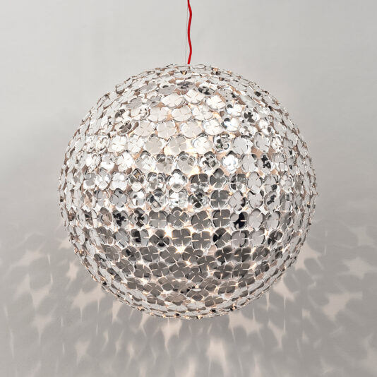 Large Italian Silver Sphere Ceiling Light