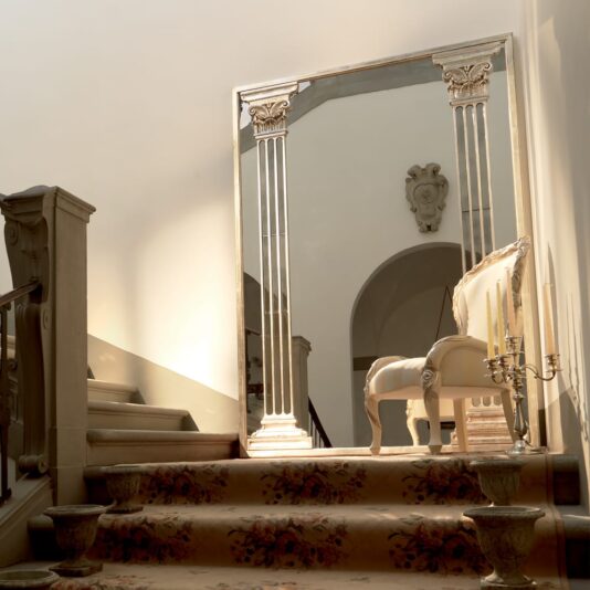 Large Italian Antique Finish Gold Floor Mirror