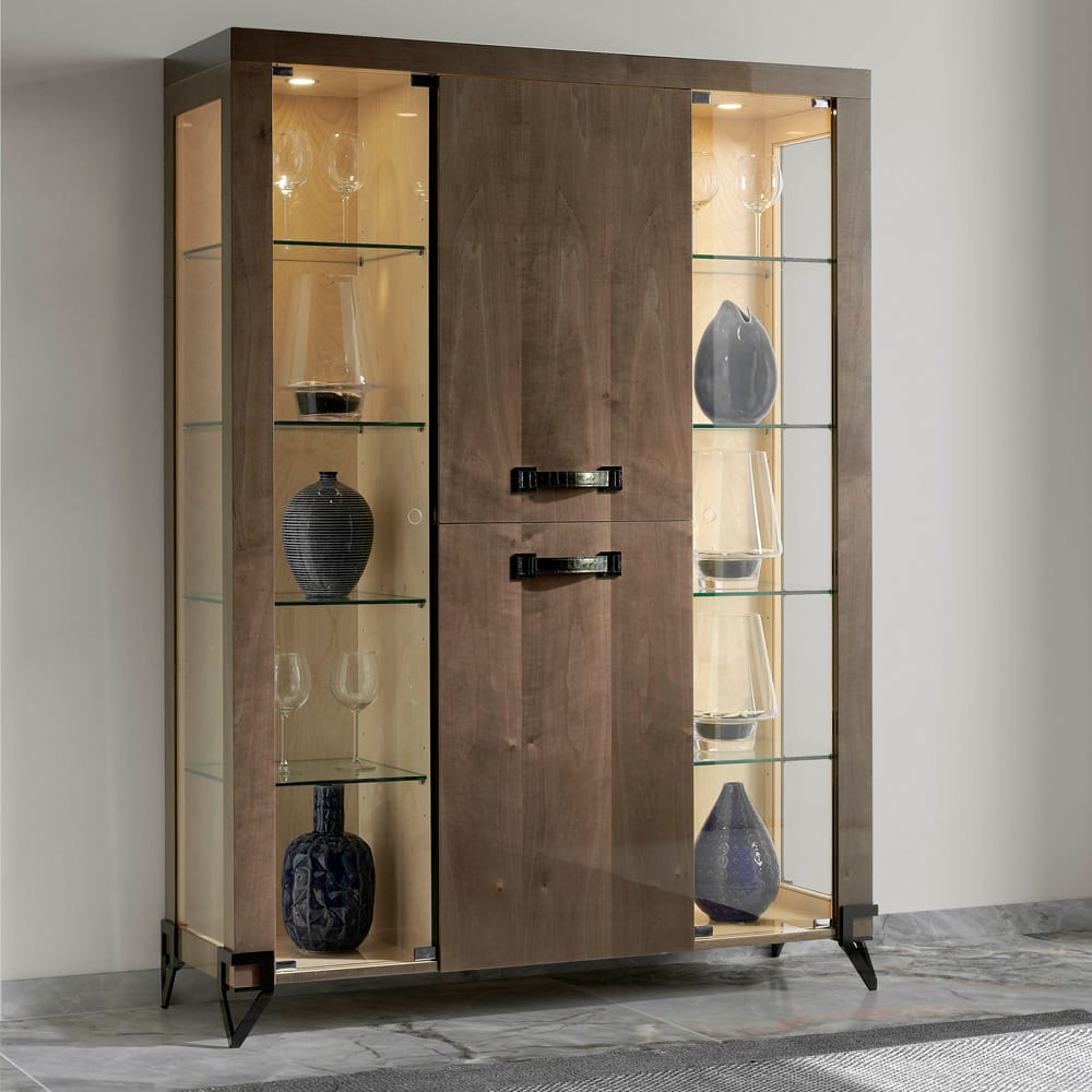 London Collection Modern Veneered Glass Display Cabinet