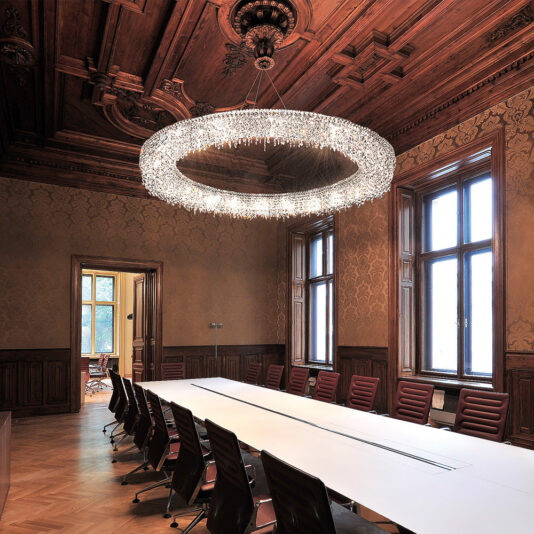 Contemporary Designer Circular Crystal Chandelier