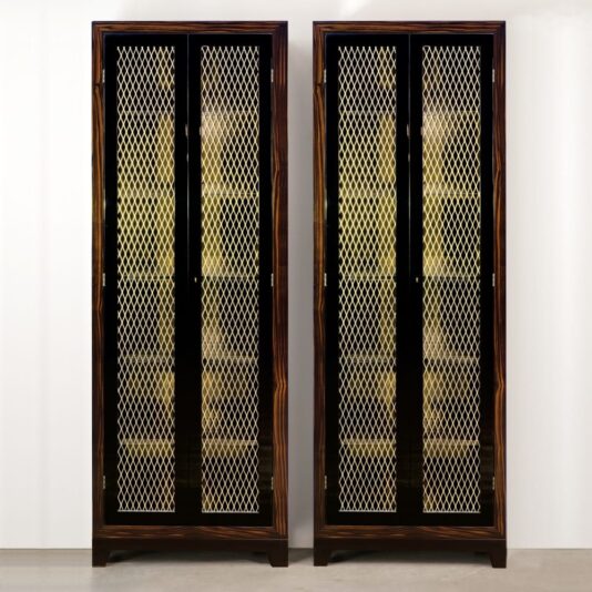 Luxury Italian Bronze Grid Display Cabinet