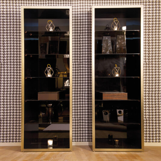 Italian Designer Veneered Glass Display Cabinet