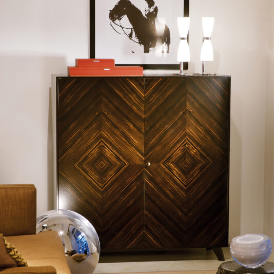 Luxury Italian Patterned Ebony Veneered Cabinet