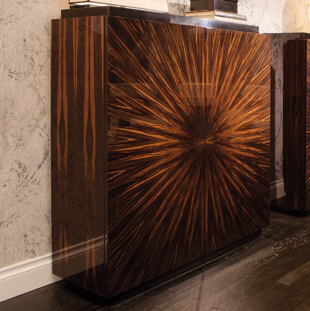 Designer Macassar Ebony Veneered Italian Cabinet