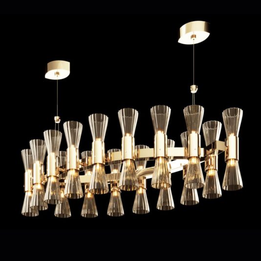 Modern Gold Leaf Murano Glass Oval Designer Chandelier