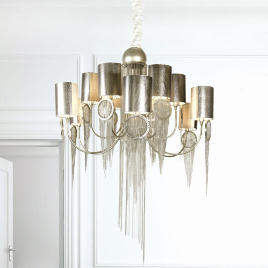 Modern Italian Design Crystal Silver Chandelier